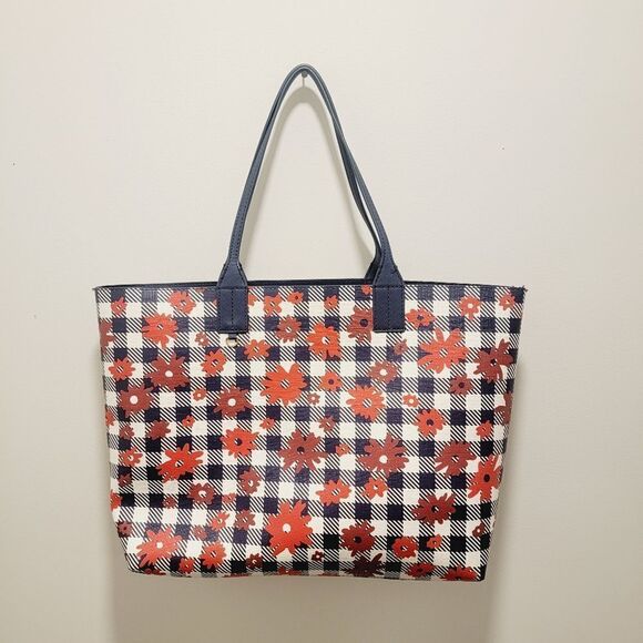 Tommy Hilfiger Talia Daisy Red White Blue Reversible Tote 18 x 12 - Picture 2 of 8